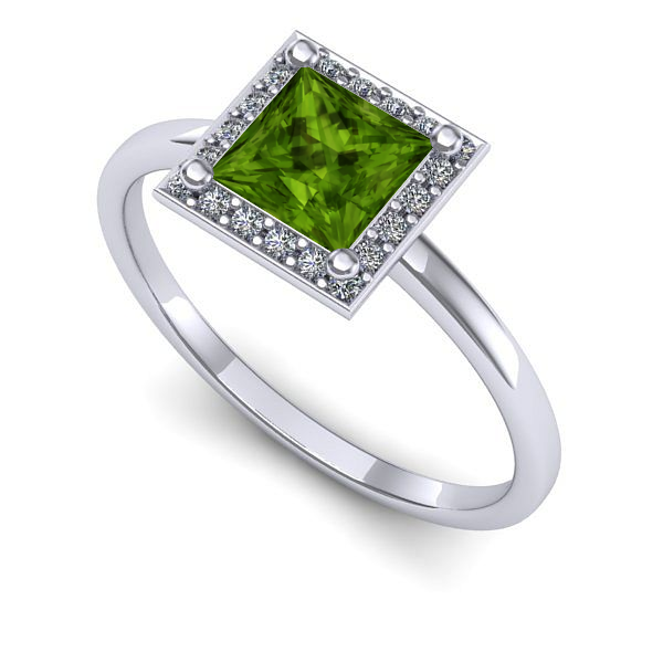 Inel din aur alb cu peridot