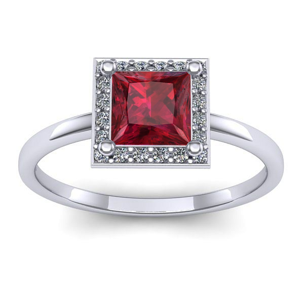 Inel cu rubin patrat