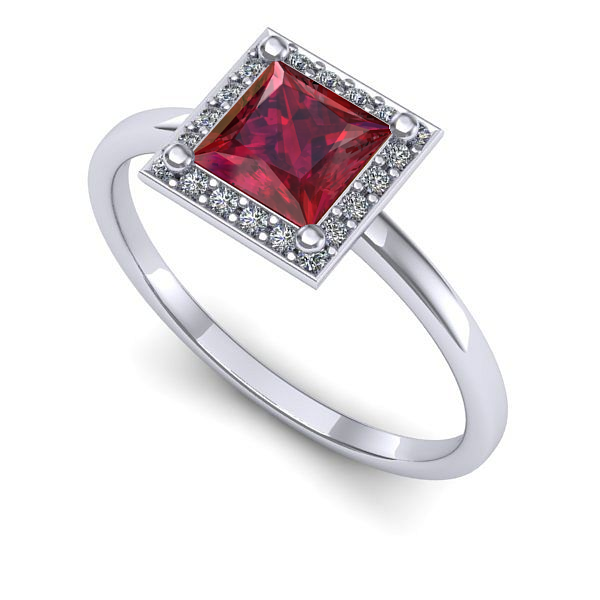 Inel de logodna din aur alb cu rubin