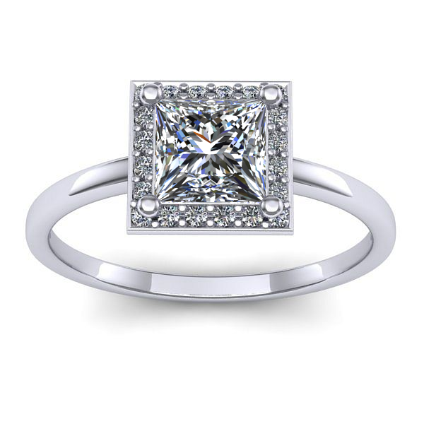 Inel cu diamant de laborator patrat