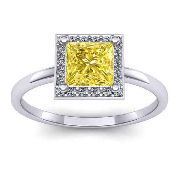 Inel de logodna cu safir galben patrat