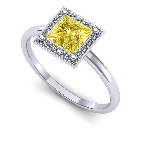 Inel din aur alb cu safir galben