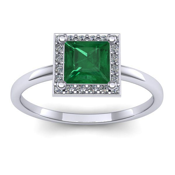 Inel logodna cu smarald patrat