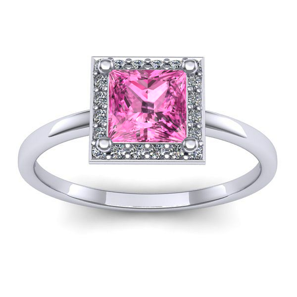 Inel cu safir roz patrat