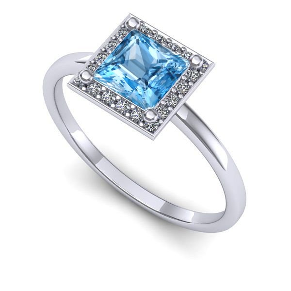 Inel logodna din aur alb cu topaz blue