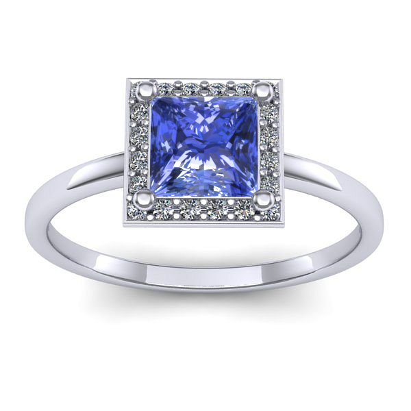 Inel de logodna cu tanzanit patrat
