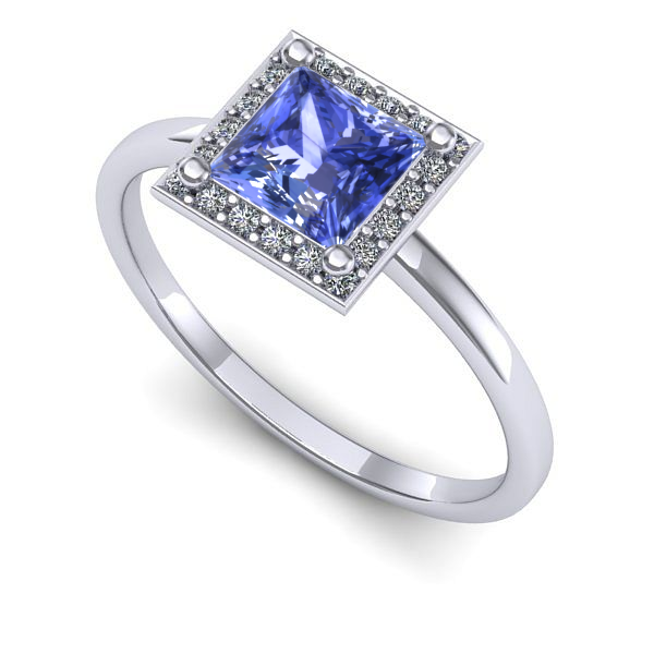 Inel de logodna din aur alb cu tanzanit