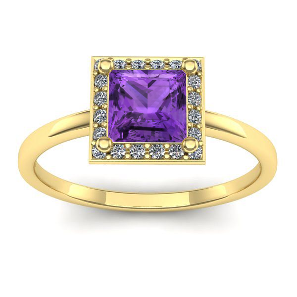 Inel logodna cu ametist patrat