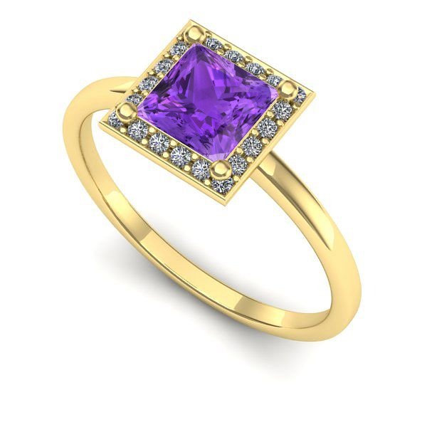 Inel de logodna din aur galben cu ametist