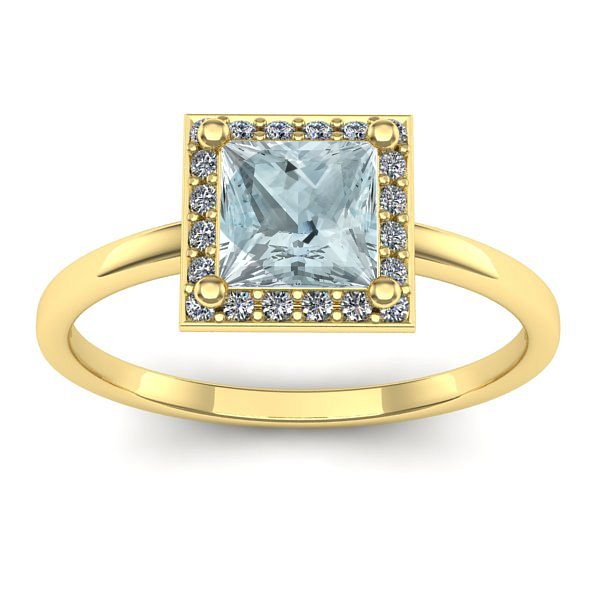 Inel de logodna cu aquamarin patrat