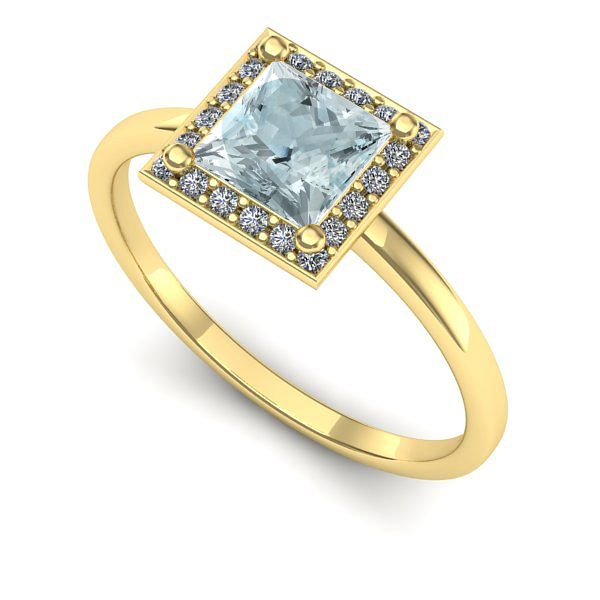 Inel din aur galben cu aquamarin
