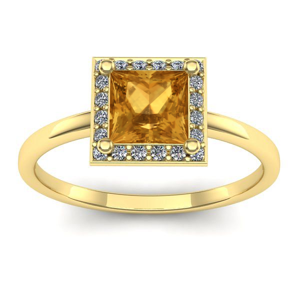 Inel de logodna cu citrin patrat