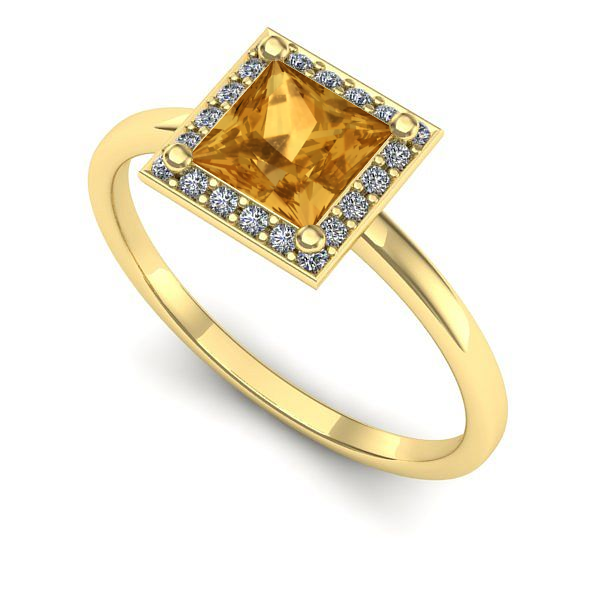 Inel de logodna din aur galben cu citrin