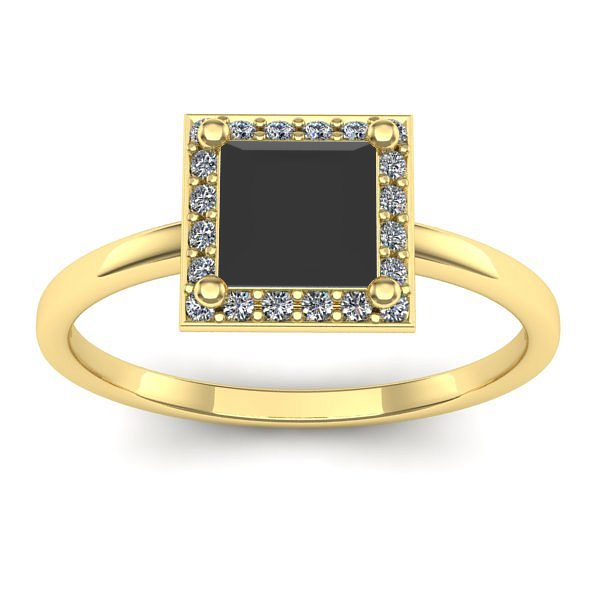 Inel de logodna cu diamant negru patrat