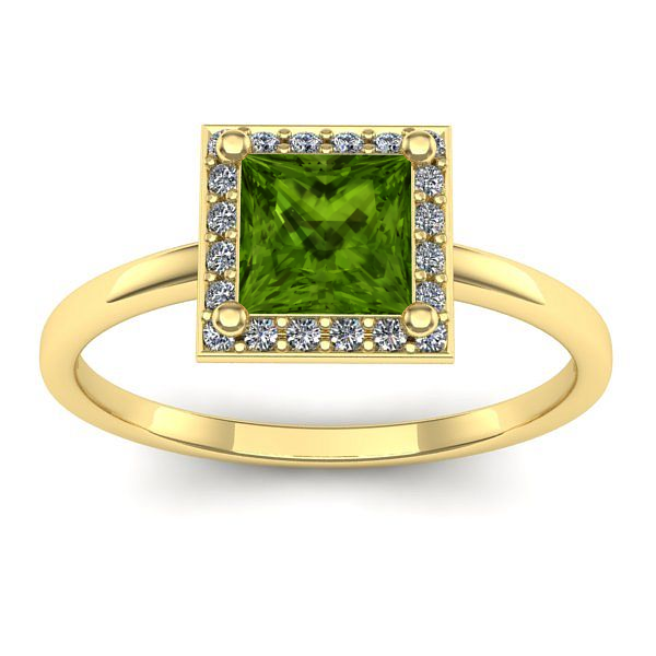 Inel logodna cu peridot patrat