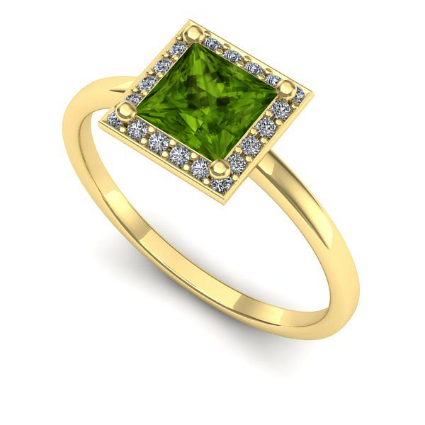 Inel de logodna din aur galben cu peridot