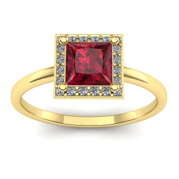 Inel cu rubin patrat