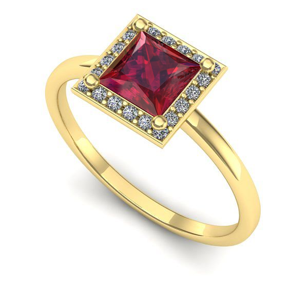 Inel logodna din aur galben cu rubin