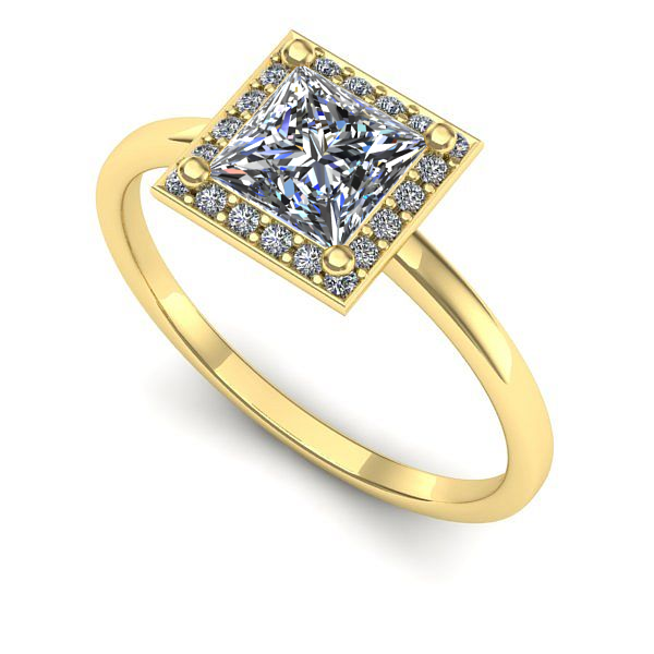 Inel logodna din aur galben cu diamant de laborator