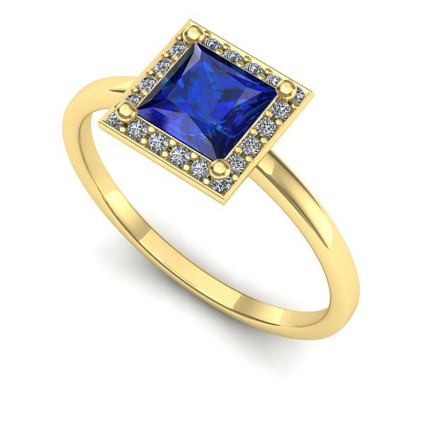 Inel logodna din aur galben cu safir