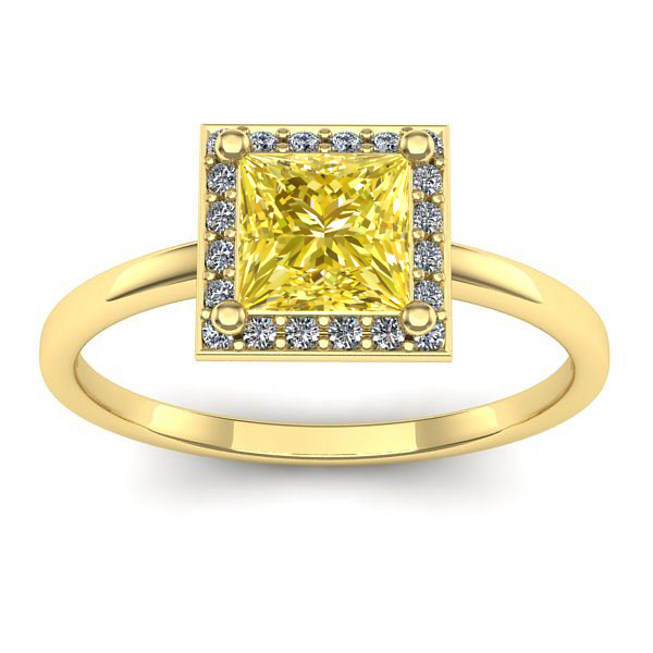 Inel logodna cu safir galben patrat