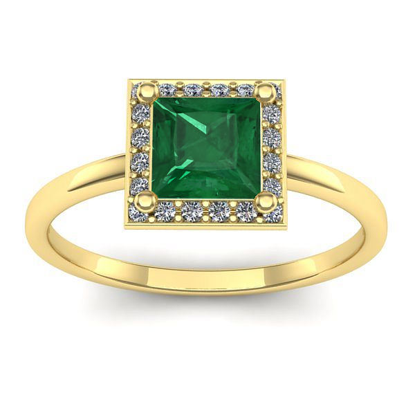 Inel cu smarald patrat
