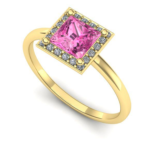 Inel din aur galben cu safir roz