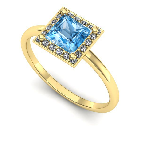 Inel de logodna din aur galben cu topaz blue