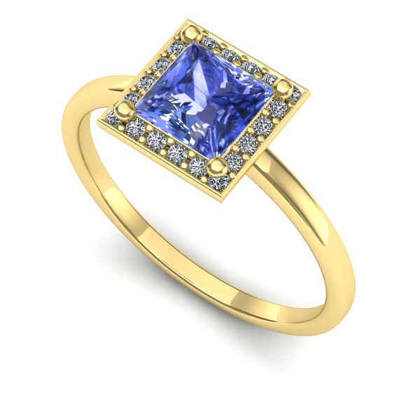 Inel de logodna din aur galben cu tanzanit