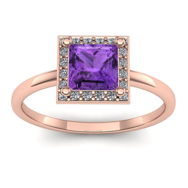 Inel de logodna cu ametist patrat