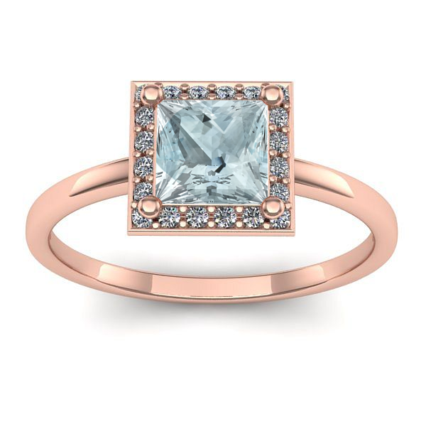 Inel de logodna cu aquamarin patrat