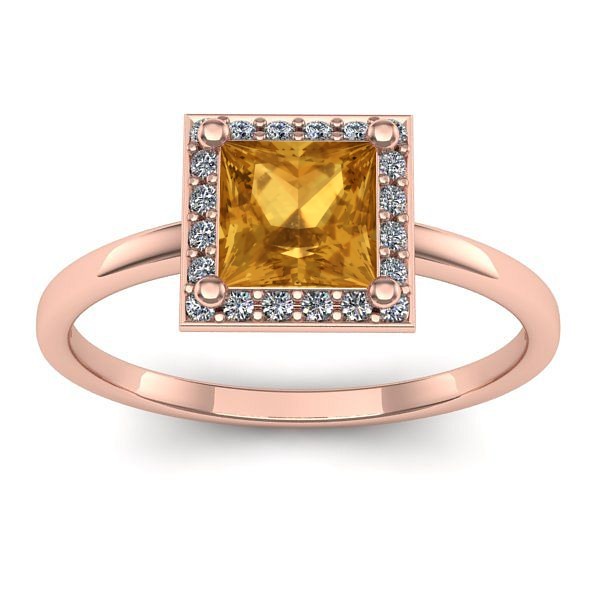 Inel cu citrin patrat