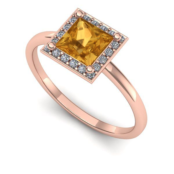 Inel de logodna din aur roz cu citrin