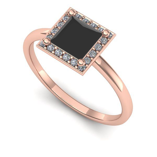 Inel logodna din aur roz cu diamant negru