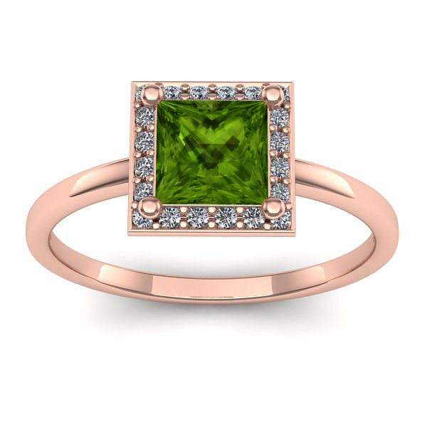 Inel de logodna cu peridot patrat
