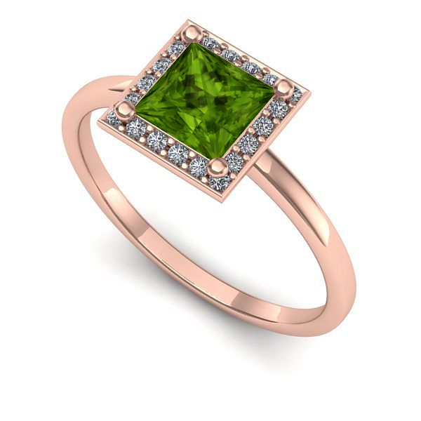 Inel logodna din aur roz cu peridot