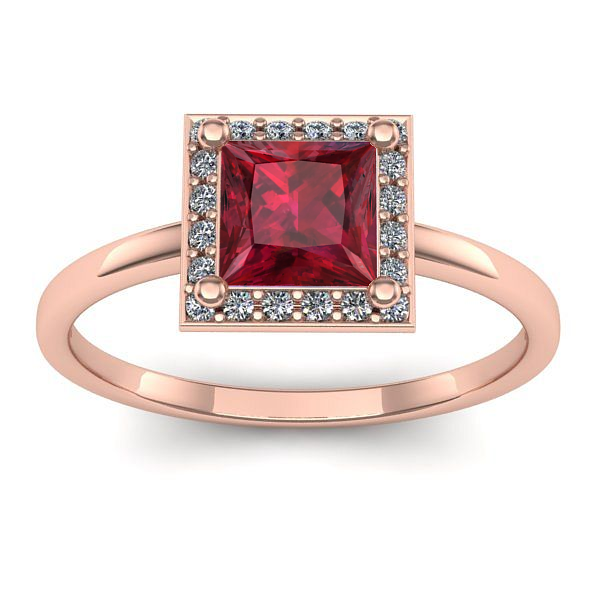 Inel de logodna cu rubin patrat