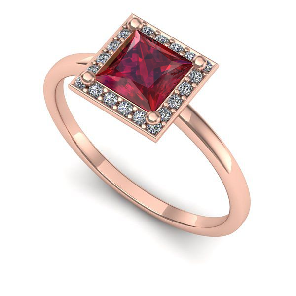 Inel din aur roz cu rubin