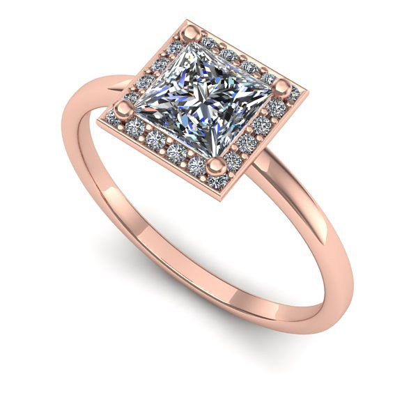 Inel logodna din aur roz cu diamant de laborator