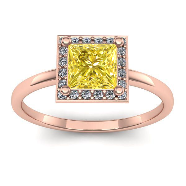 Inel de logodna cu safir galben patrat