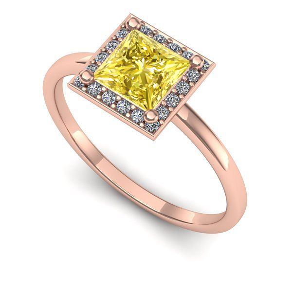 Inel din aur roz cu safir galben