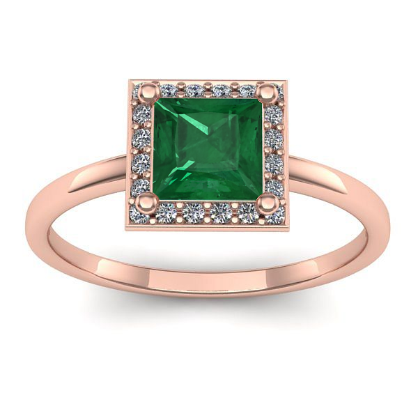 Inel de logodna cu smarald patrat