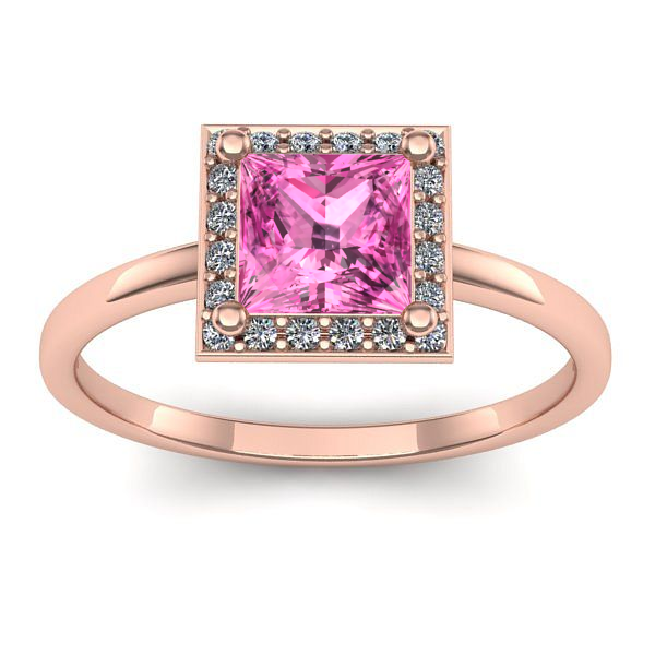 Inel de logodna cu safir roz patrat