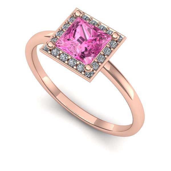 Inel din aur roz cu safir roz