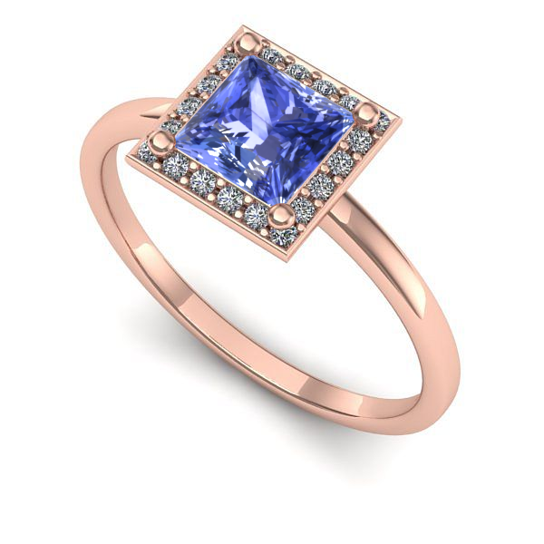 Inel din aur roz cu tanzanit