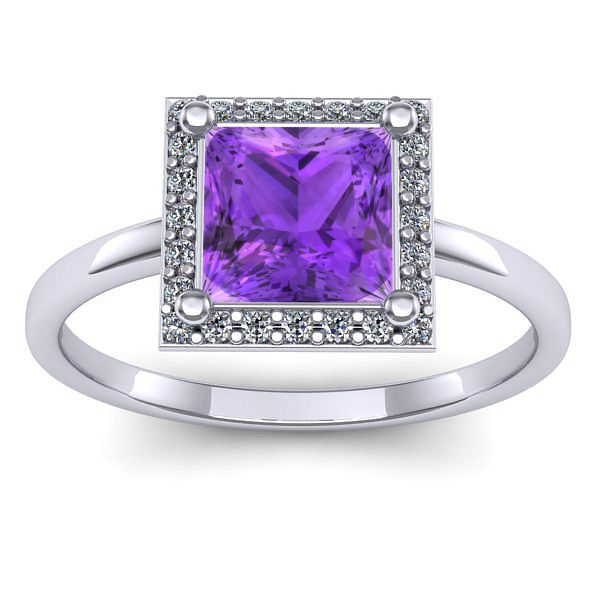 Inel de logodna cu ametist patrat