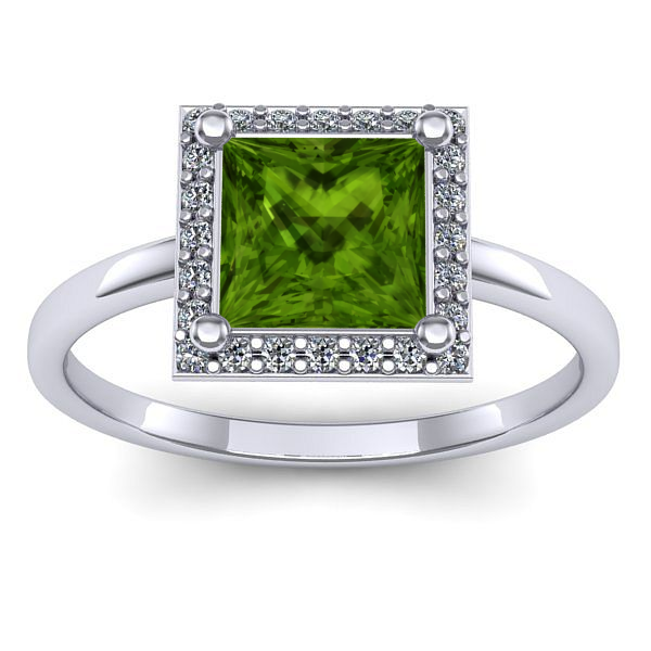 Inel de logodna cu peridot patrat