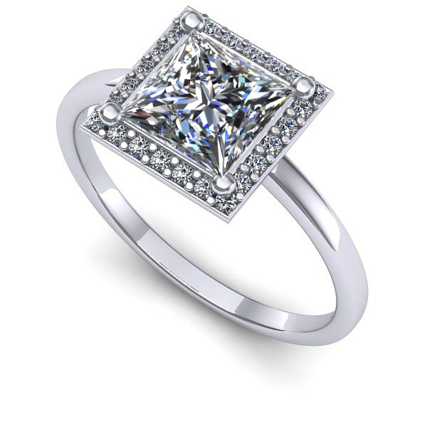 Inel logodna din aur alb cu diamant de laborator