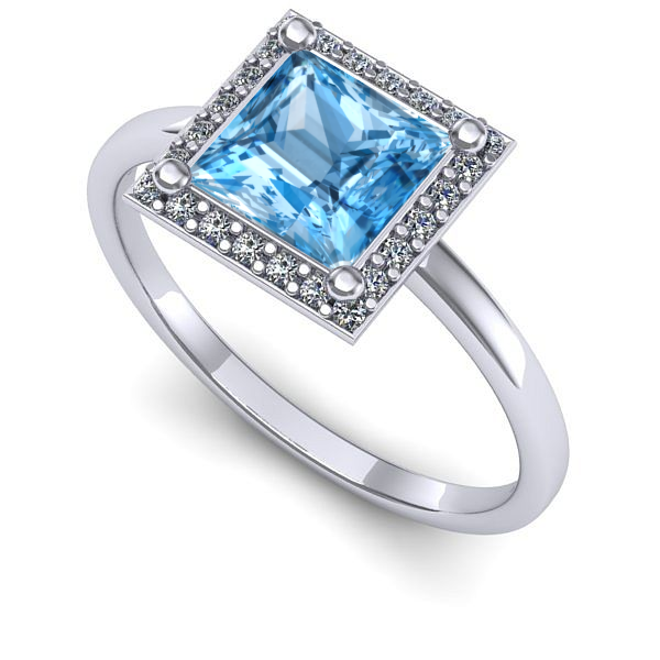 Inel logodna din aur alb cu topaz blue