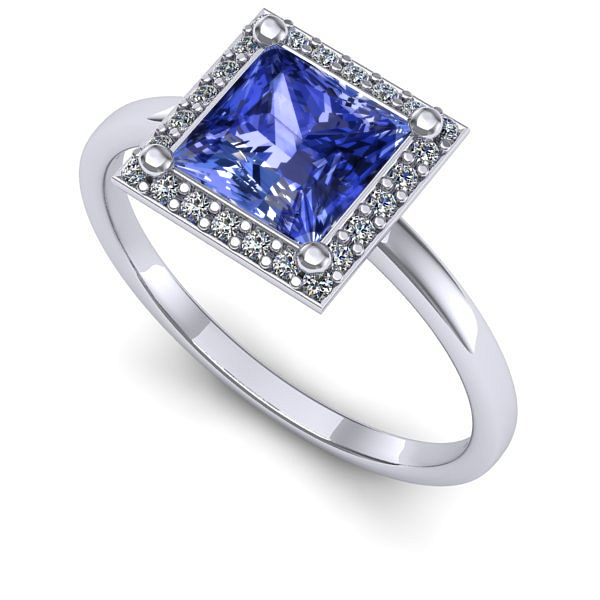 Inel logodna din aur alb cu tanzanit